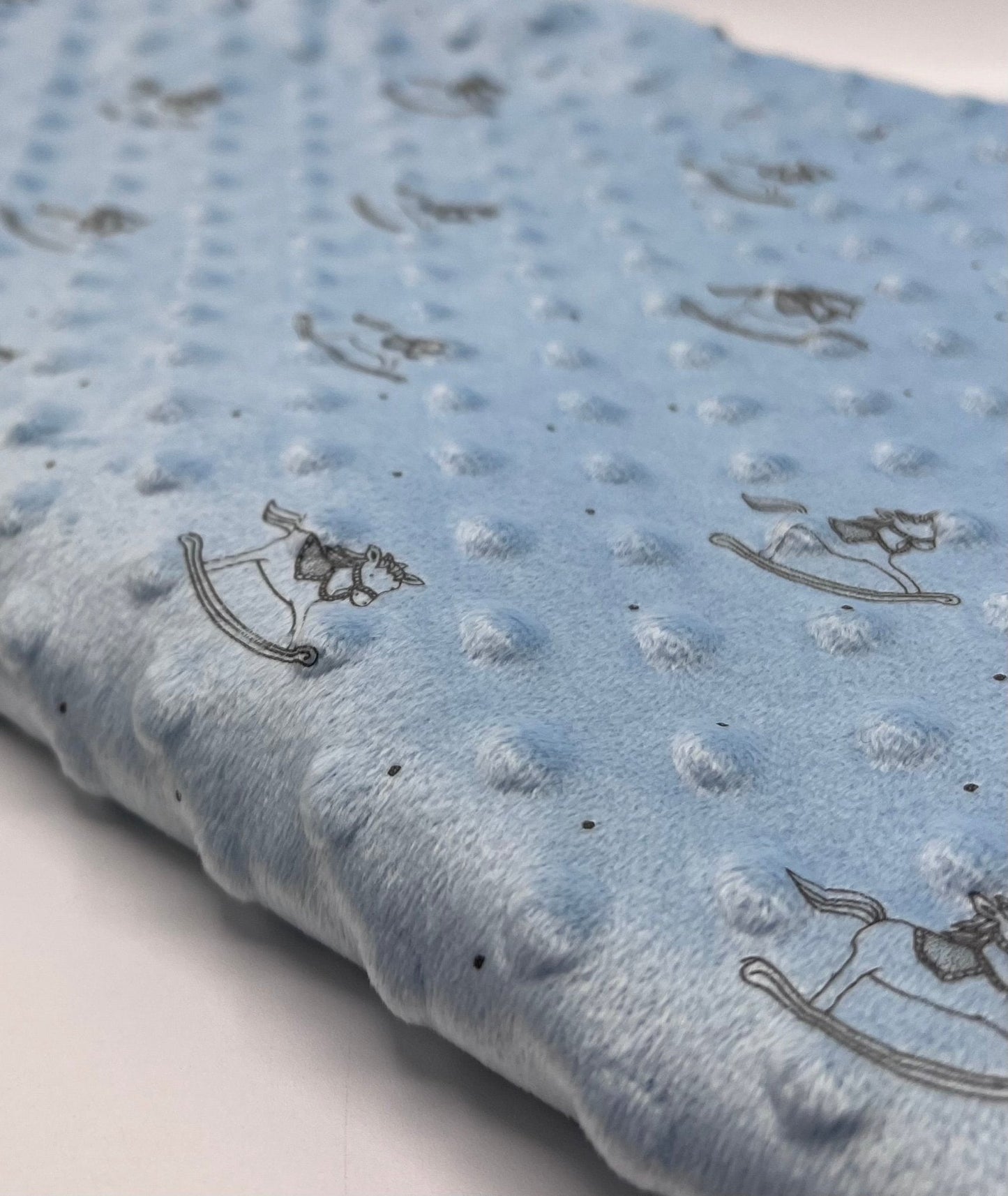 Baby Blue Rocking Horse Luxury Dimple Fleece Fabric Blanket Loungewear