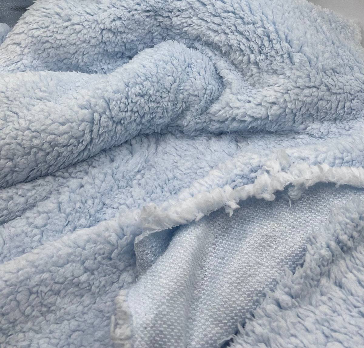 Baby Blue Sherpa Fleece Fluffy Borg Faux Fur Fabric
