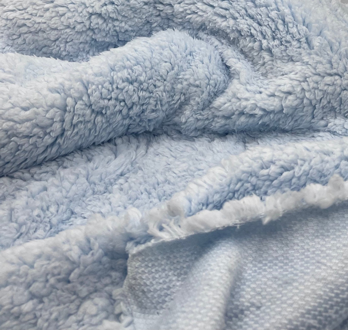 Baby Blue Sherpa Fleece Fluffy Borg Faux Fur Fabric