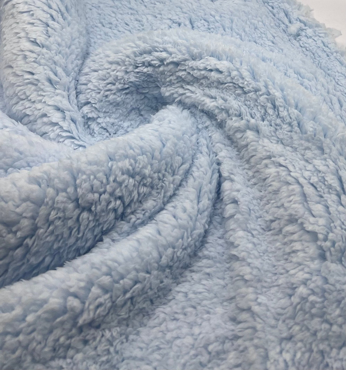 Baby Blue Sherpa Fleece Fluffy Borg Faux Fur Fabric