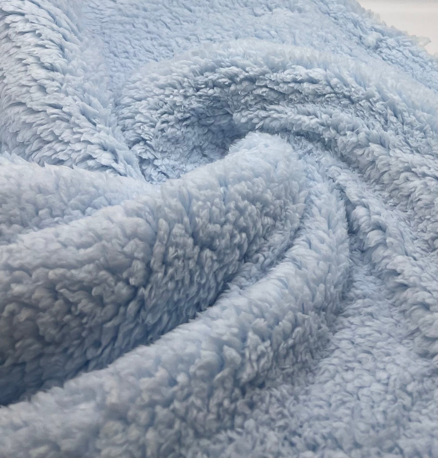 Baby Blue Sherpa Fleece Fluffy Borg Faux Fur Fabric