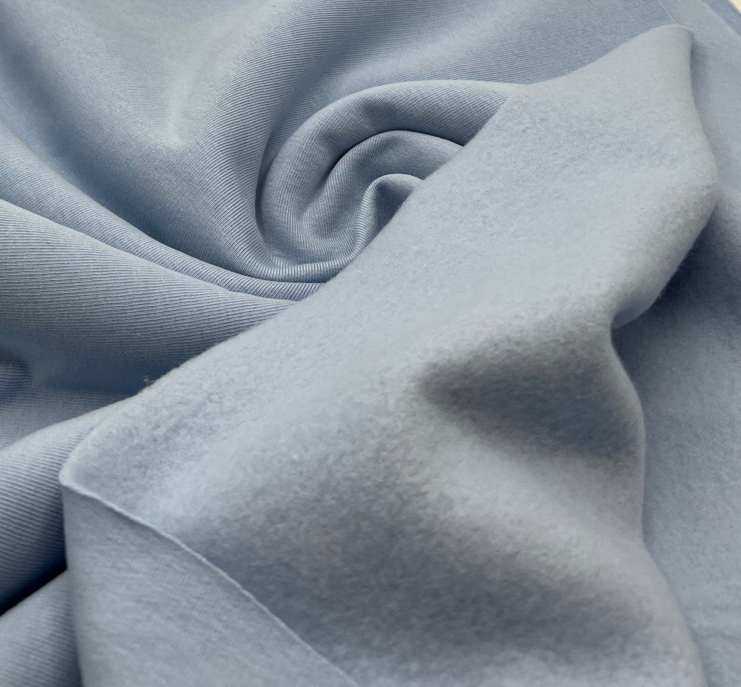 Baby Blue Thick Cotton Mix Sweatshirt Fabric 250 GSM 2 Way Stretch