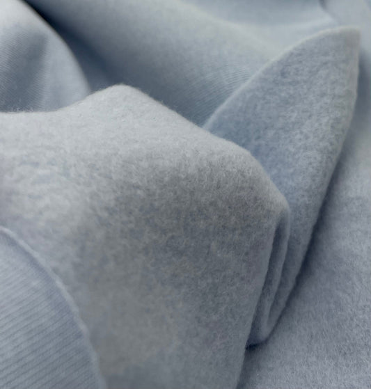 Baby Blue Thick Cotton Mix Sweatshirt Fabric 250 GSM 2 Way Stretch