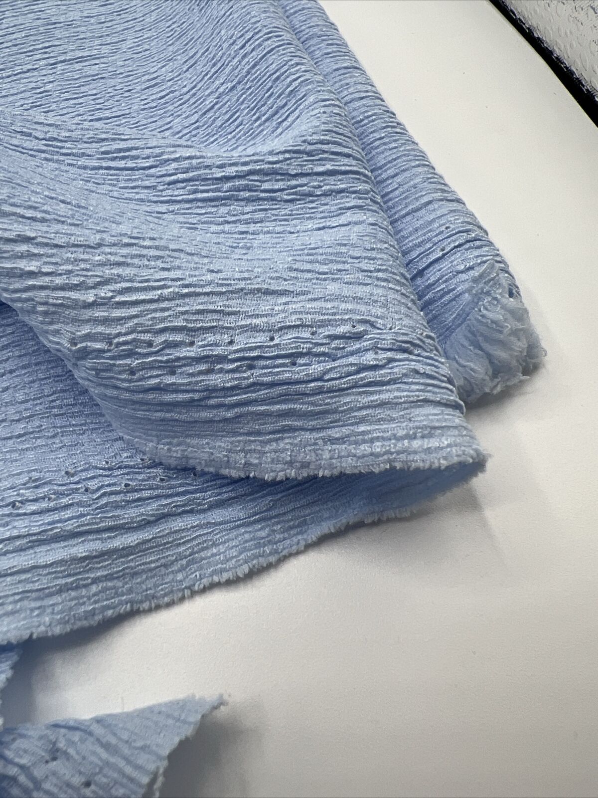 Baby Blue Textured Tree Bark Stretch Dress Craft Fabric