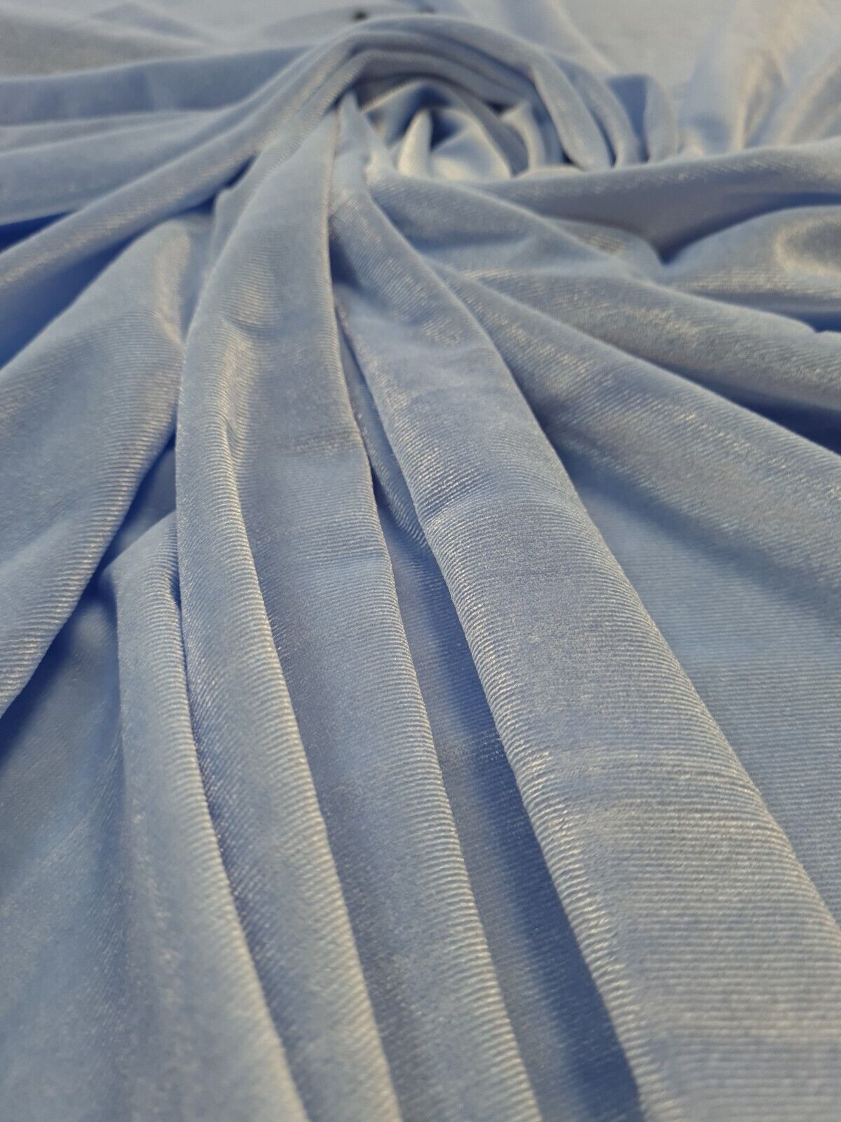 Baby Blue Plain Velour Spandex Stretch Fabric