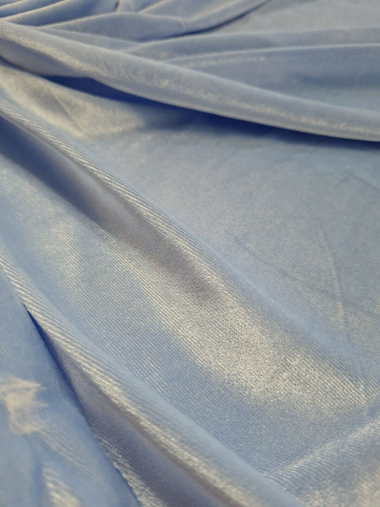 Baby Blue Plain Velour Spandex Stretch Fabric