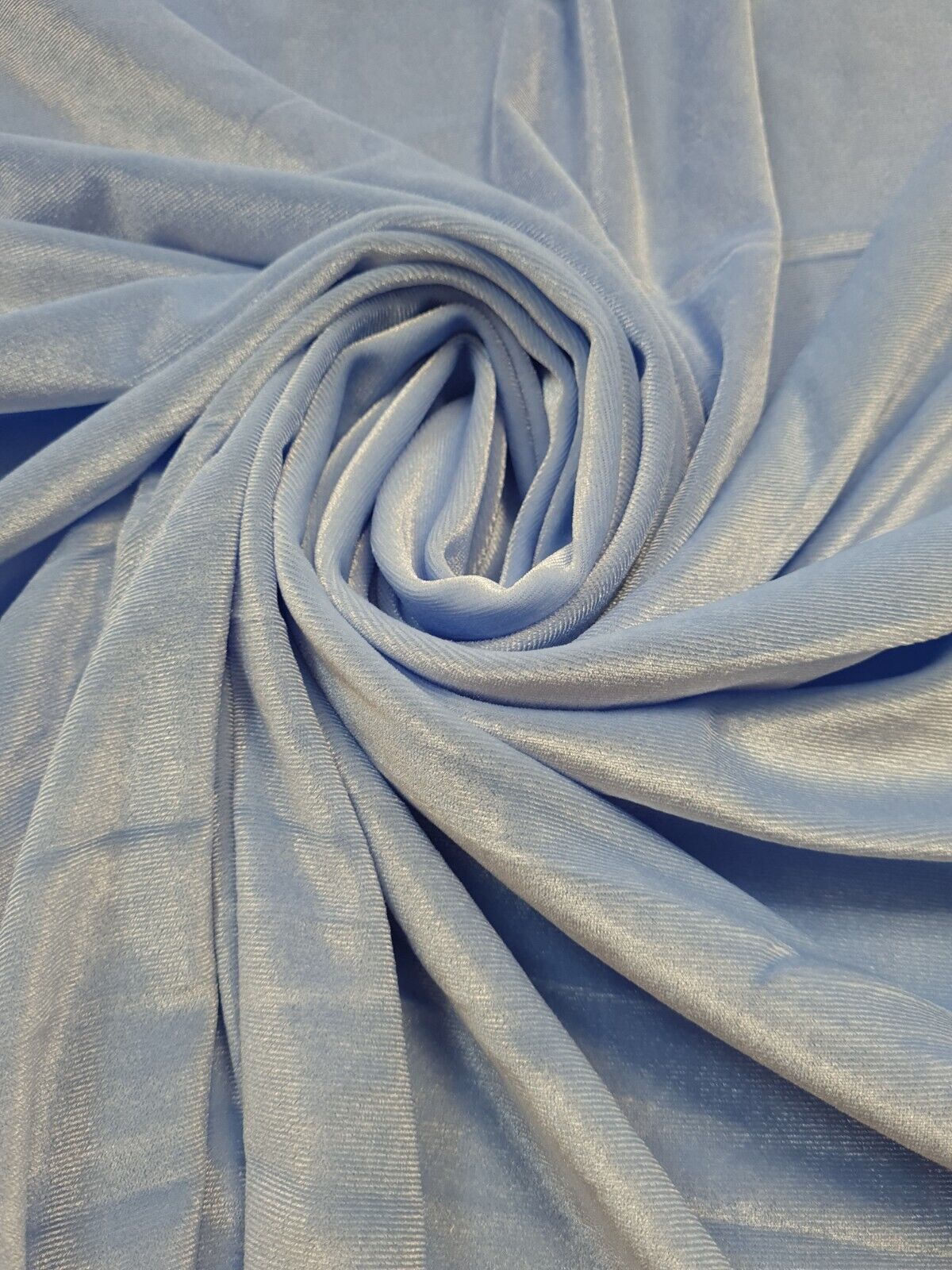 Baby Blue Plain Velour Spandex Stretch Fabric