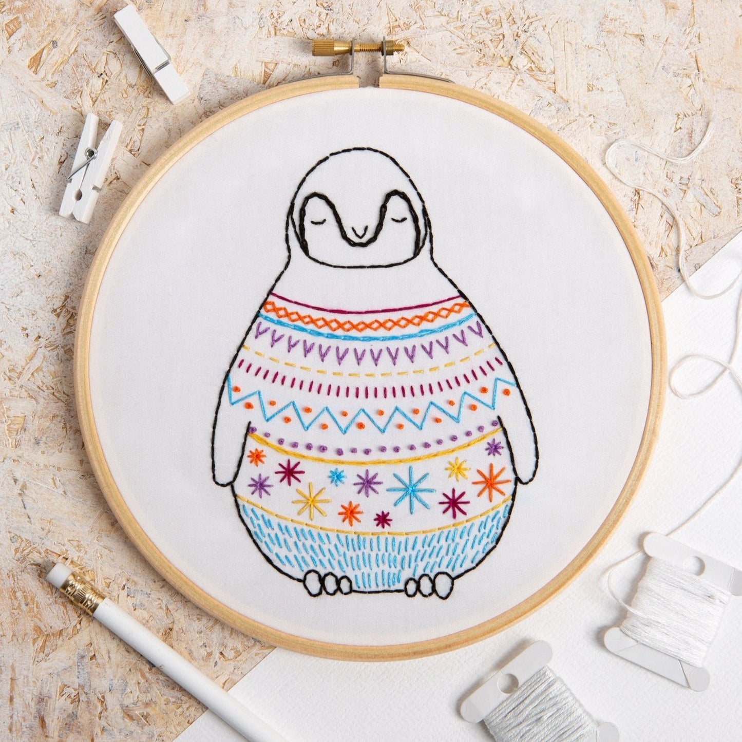 Baby Penguin Embroidery Kit for Beginners