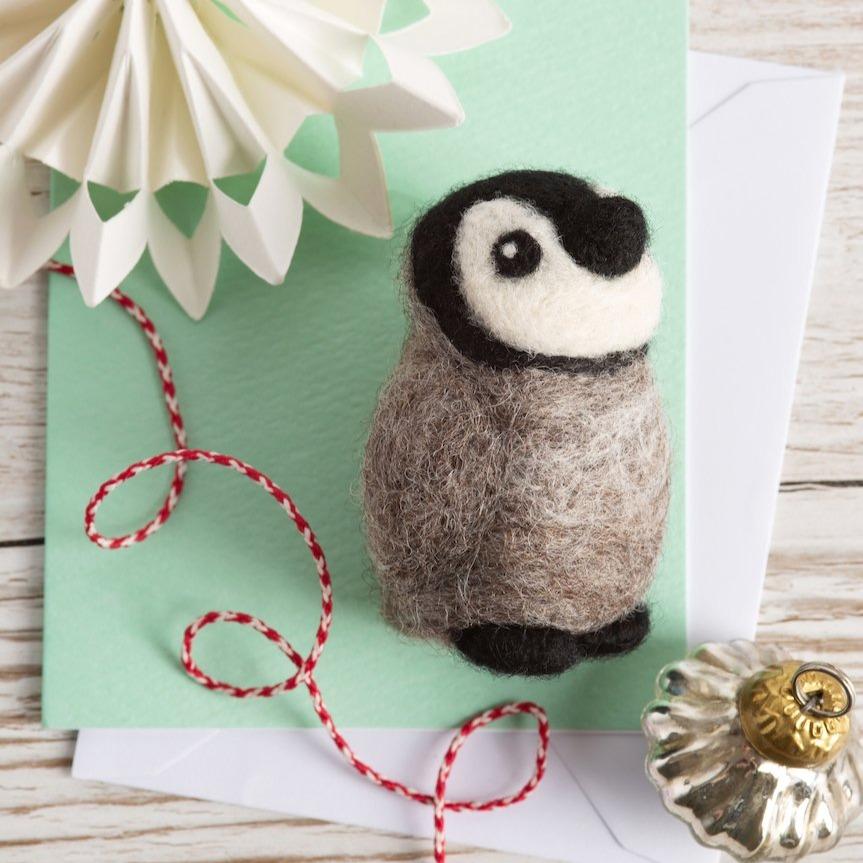 Baby Penguin Christmas Needle Felting Kit for Beginners