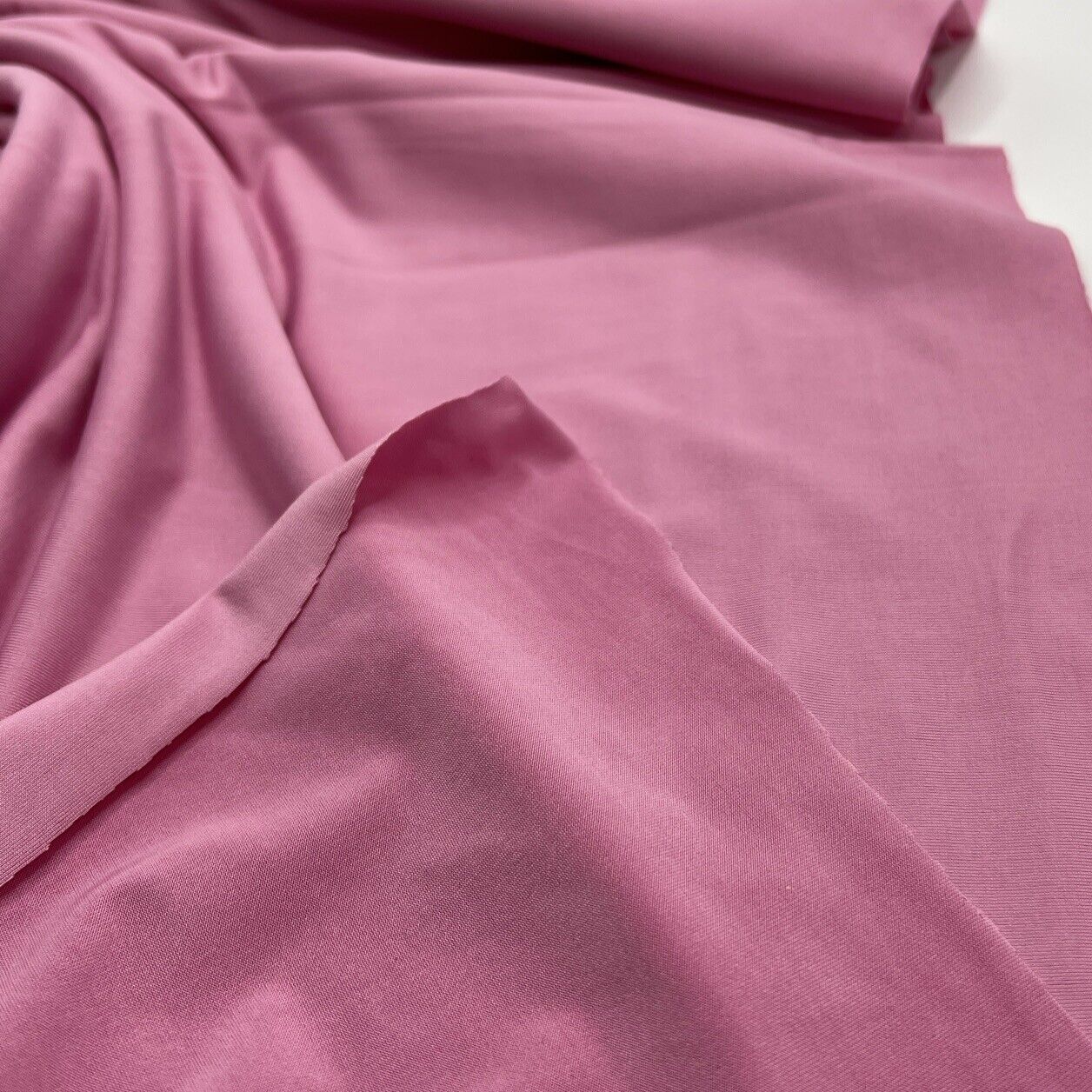 Baby Pink Plain Shiny Soft Touch Slinky 4 Way Stretch Fabric