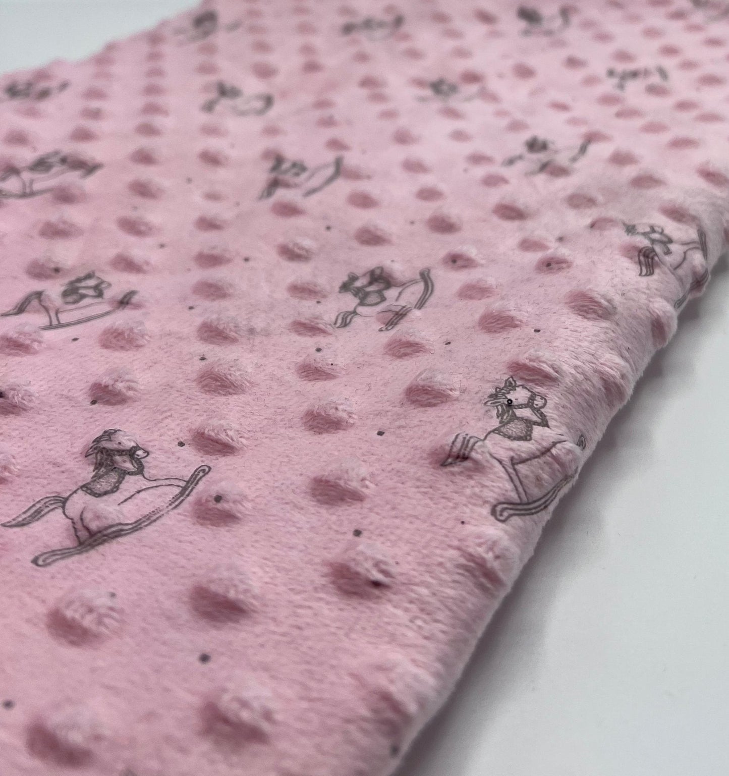 Baby Pink Rocking Horse Luxury Dimple Fleece Fabric Blanket Loungewear