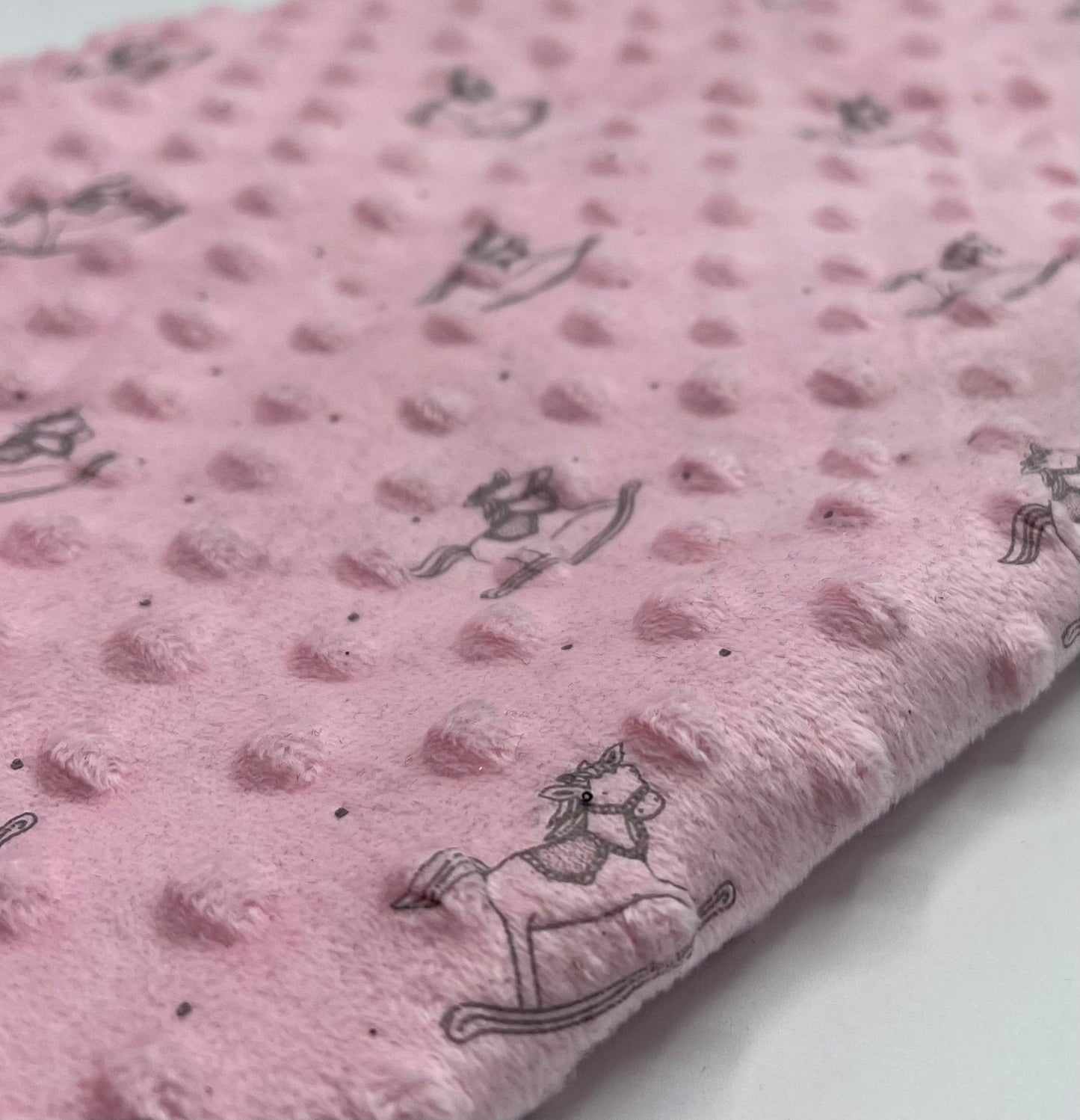 Baby Pink Rocking Horse Luxury Dimple Fleece Fabric Blanket Loungewear