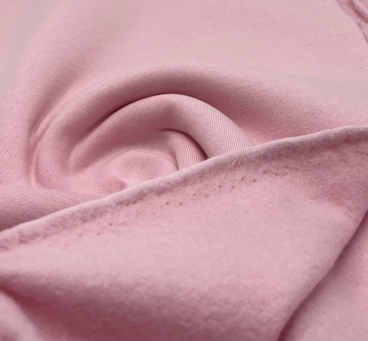 Baby Pink Thick Cotton Mix Sweatshirt Fabric 250 GSM 2 Way Stretch