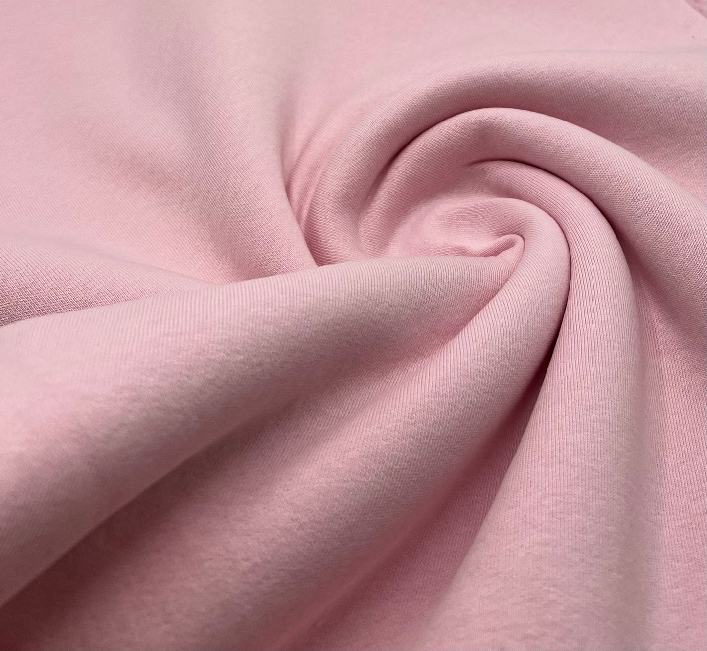Baby Pink Thick Cotton Mix Sweatshirt Fabric 250 GSM 2 Way Stretch