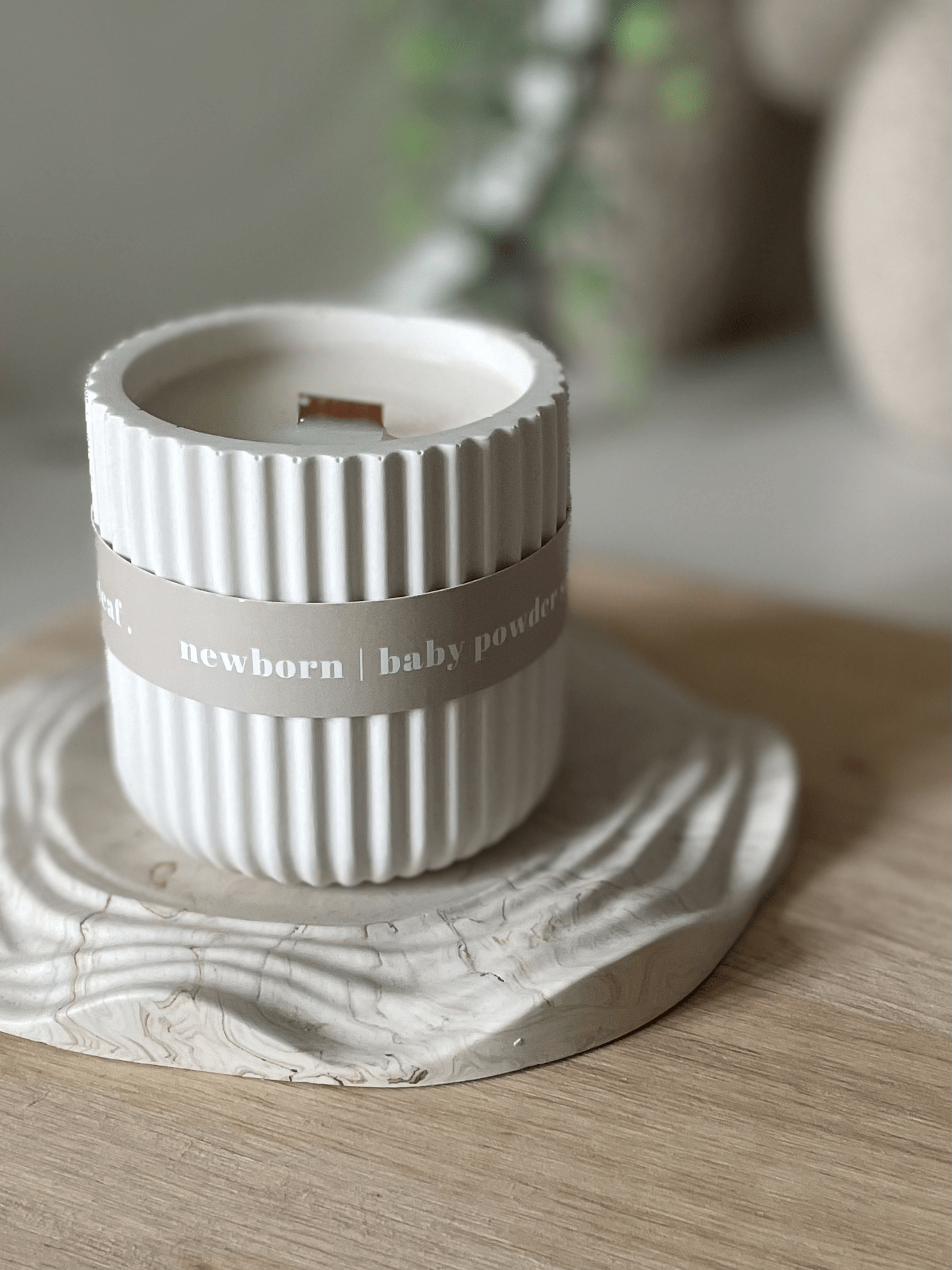 Baby Powder Jesmonite Soy Candle – Soft Neutral Home Fragrance