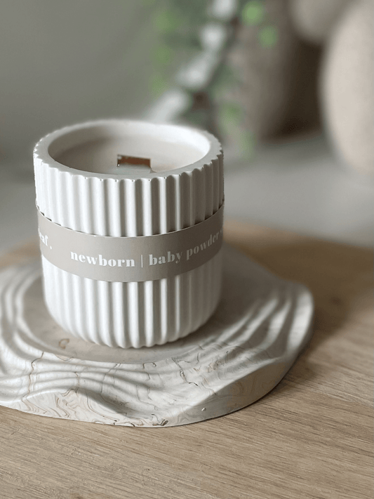 Baby Powder Jesmonite Soy Candle – Soft Neutral Home Fragrance