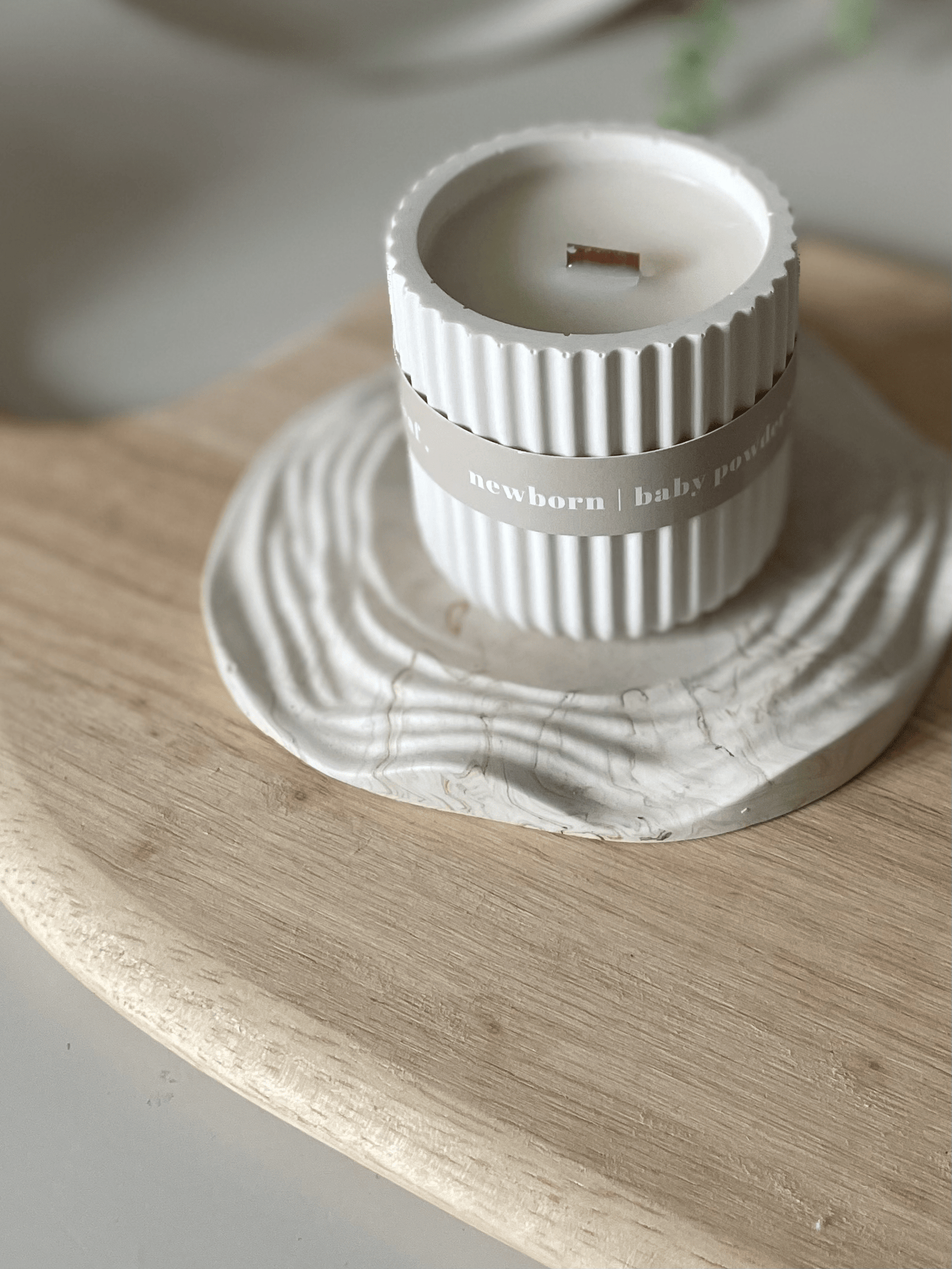 Baby Powder Jesmonite Soy Candle – Soft Neutral Home Fragrance
