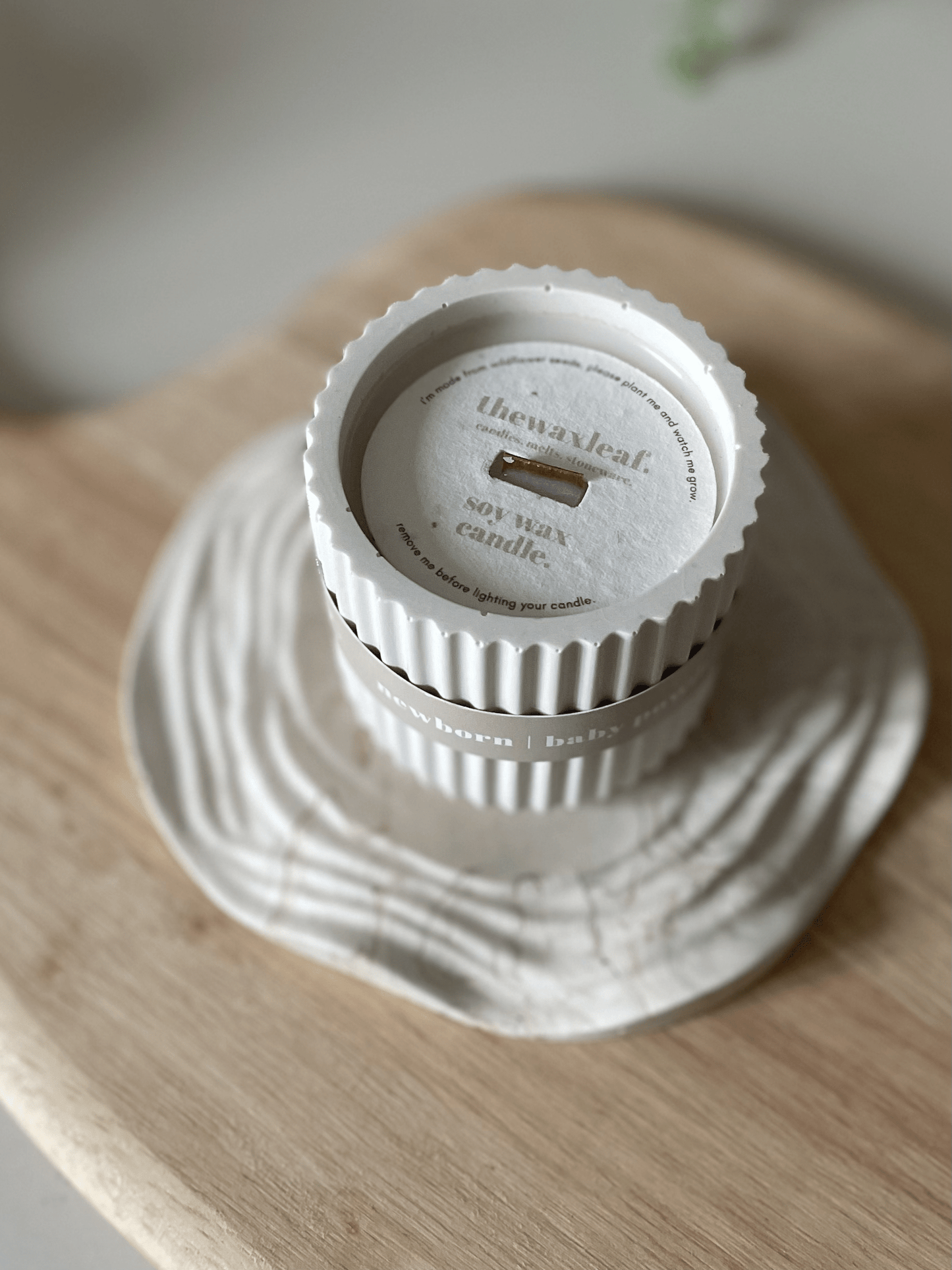 Baby Powder Jesmonite Soy Candle – Soft Neutral Home Fragrance