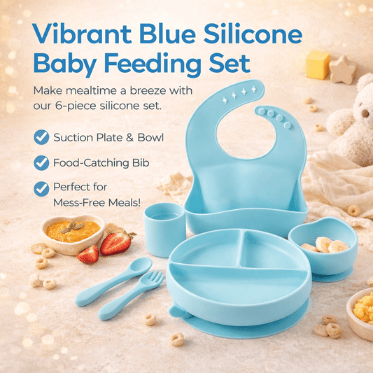 Baby Silicone Feeding Set 6pcs - Blue