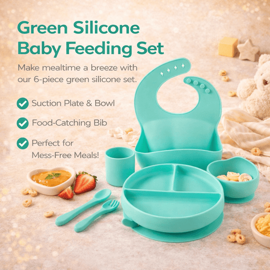 Baby Silicone Feeding Set 6pcs - Green