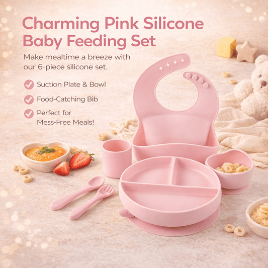 Baby Silicone Feeding Set 6pcs - Pink