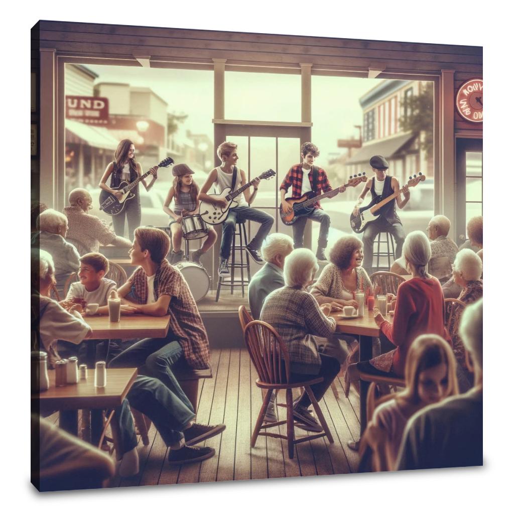 Small-Town Diner Rock Canvas