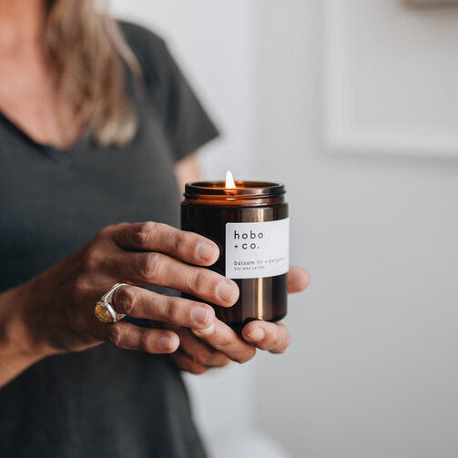 Glass Jar Balsam Fir and Bergamot Candle