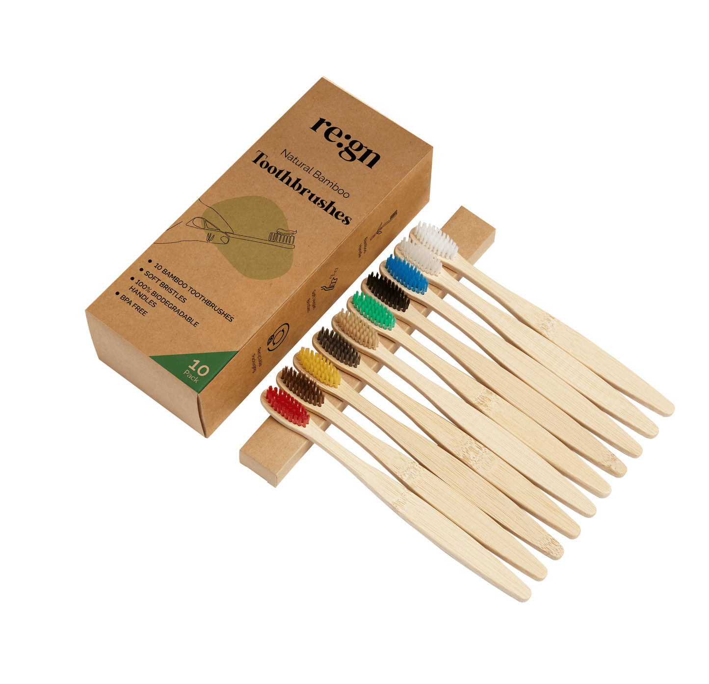 Bamboo Toothbrushes - 10 Pack