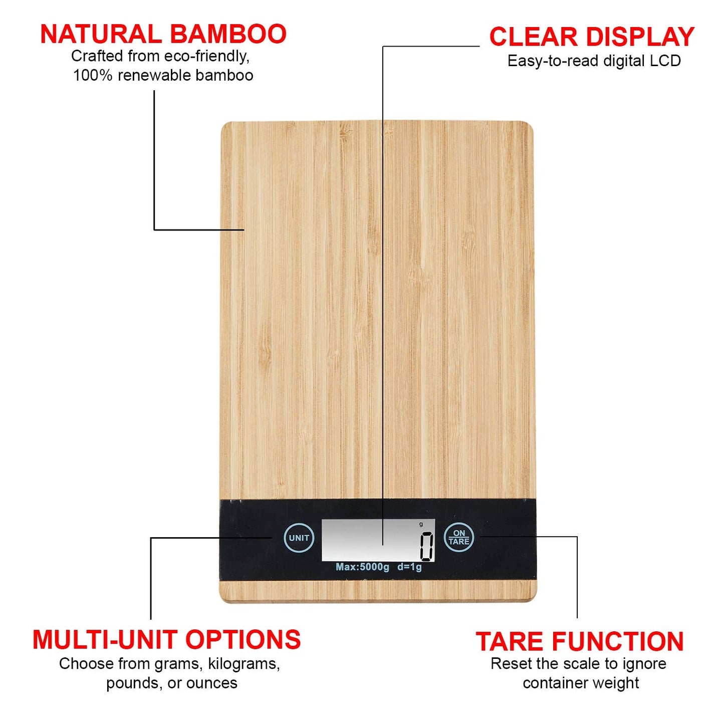 Bamboo Kitchen Scale – 8kg Capacity