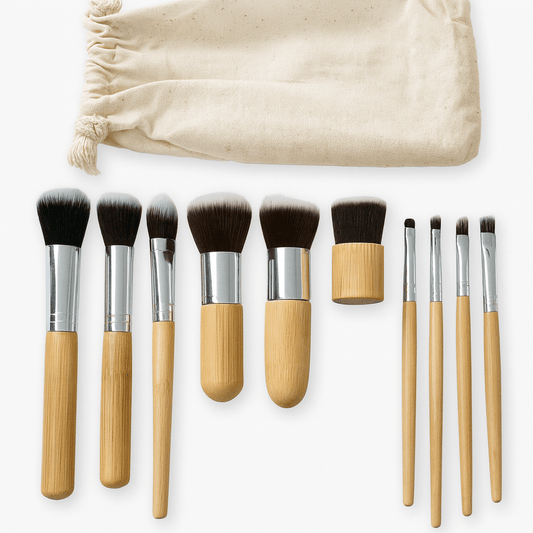 Bamboo Makeup Brush Set with Soft Synthetic Bristles – 10 Piece Kit