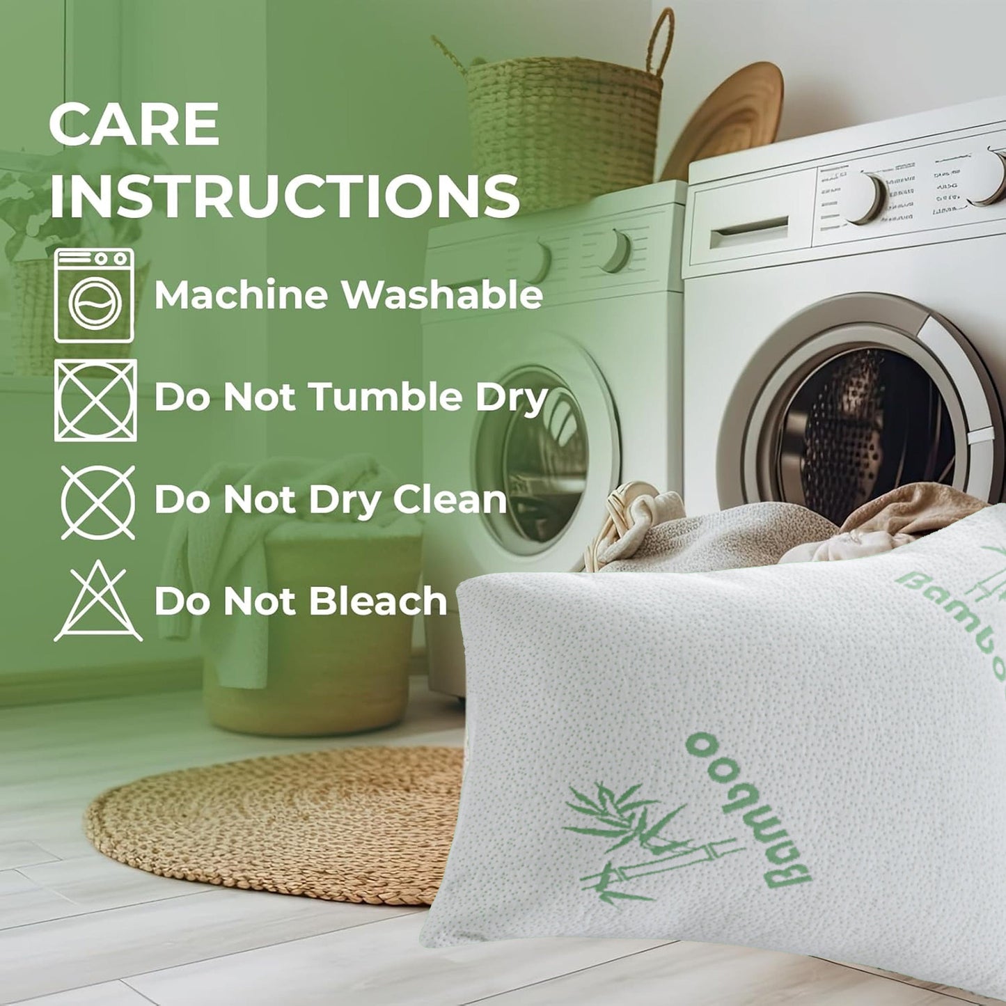 Bamboo Memory Foam Pillow Hypoallergenic Cooling Luxury Premium Fibre Filling for Superior Comfort and Support by OLIVIA ROCCO