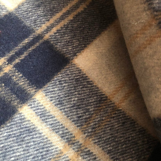 Bannockbane Silver Recycled Wool Blanket in Soft Check Pattern