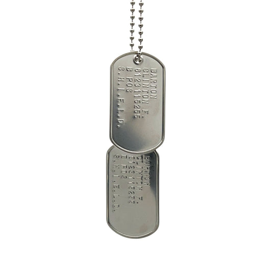 Barton Clinton 'HAWKEYE' Military Dog Tags - Costume Cosplay Prop Replica - Stainless Steel Chains Included