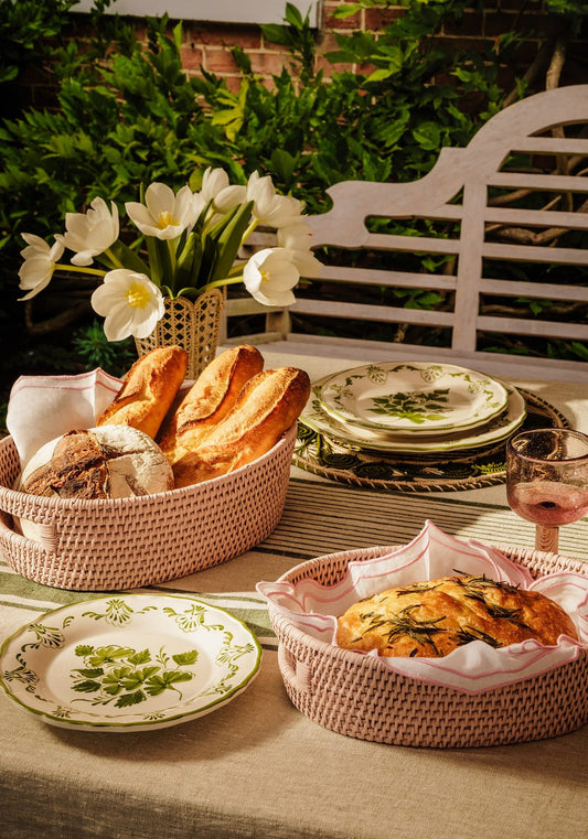 Cotswolds Oval Rattan Basket Pink - Set of 2