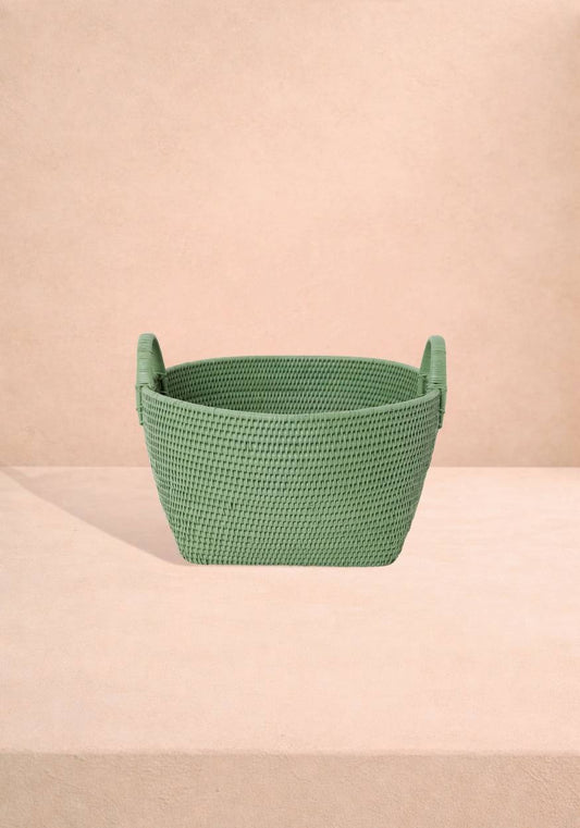 Handy Handwoven Rattan Basket - Green