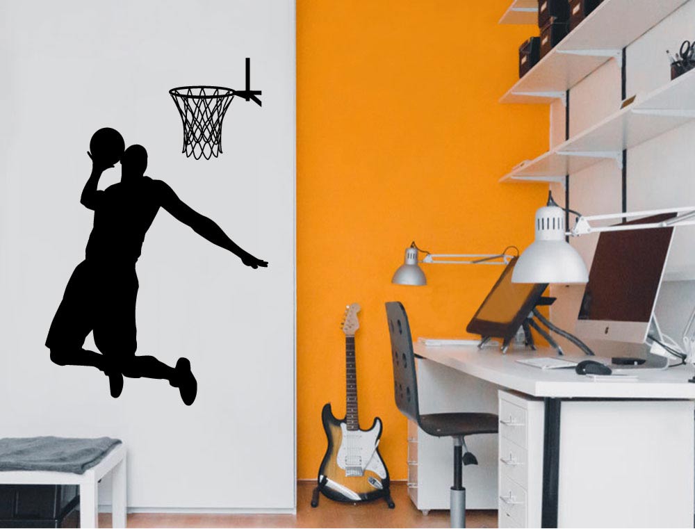 Basketball Wall Sticker – Sports Silhouette Wall Decor