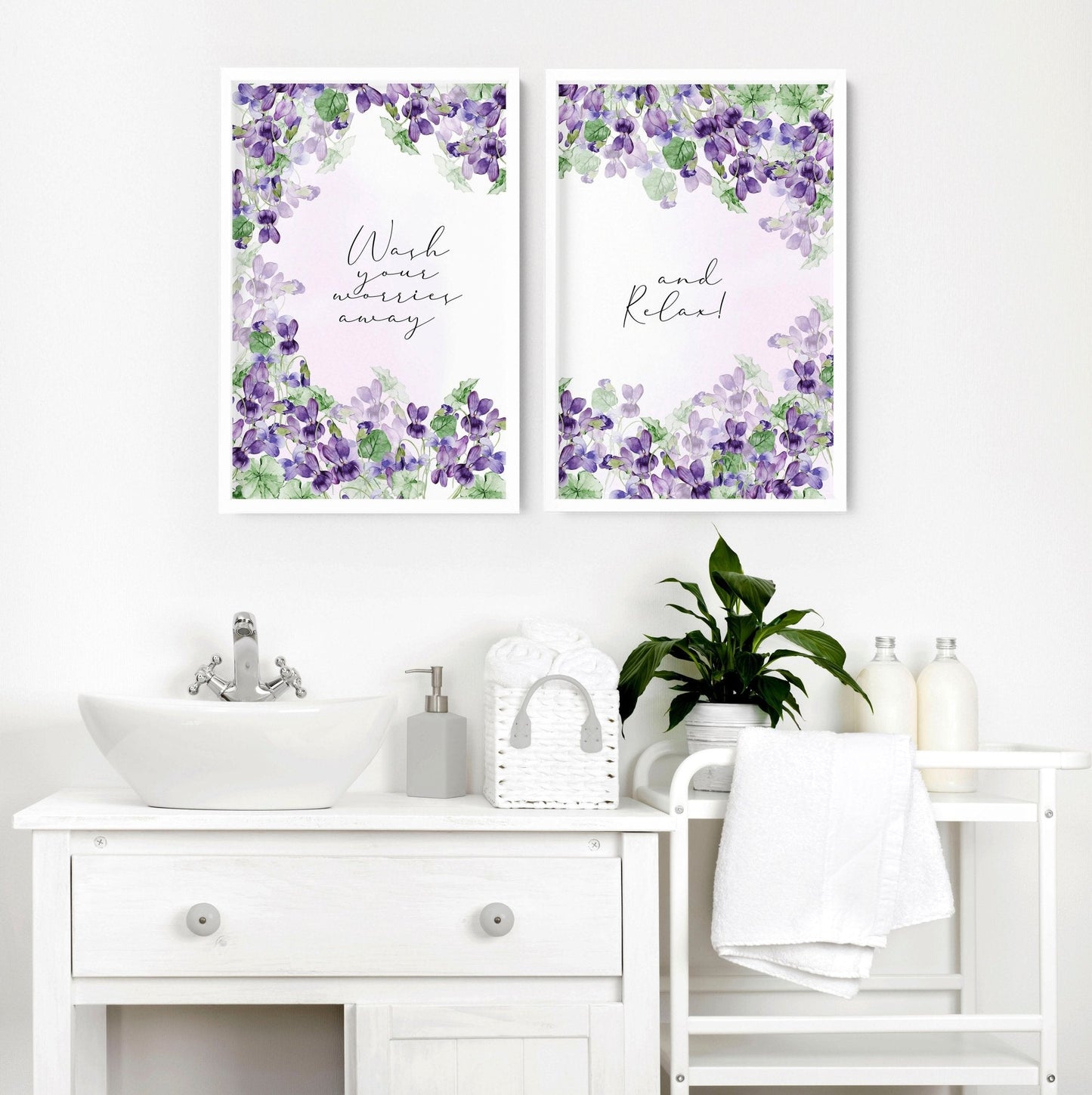 Bath pictures for wall | set of 2 Shabby Chic  wall art prints