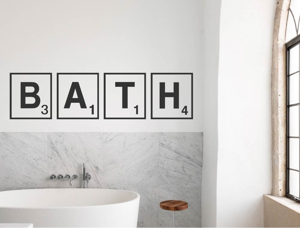 Bath Scrabble Wall Art Sticker – Fun Bathroom Word Decor