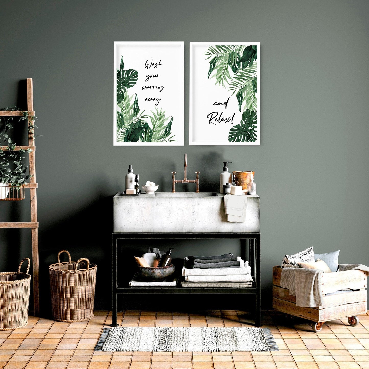 Art in bathroom | Set of 2 wall art prints