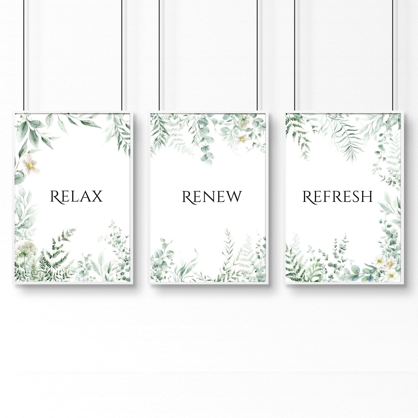 Bathroom Decor Green | Set of 3 wall art prints