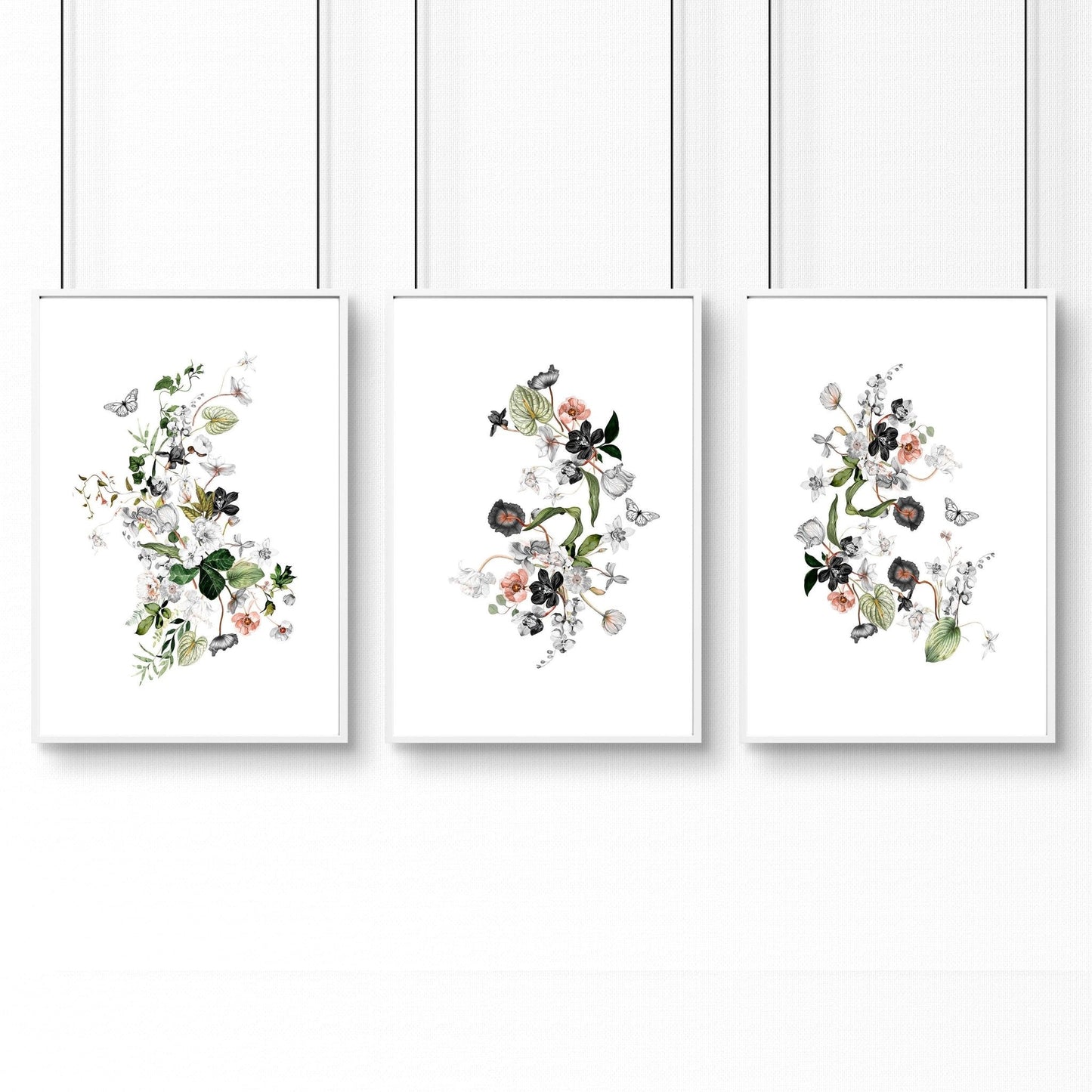 Bathroom chic shabby decor | set of 3 framed wall prints