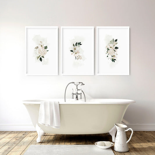 Bathroom framed pictures | set of 3 Shabby Chic wall art