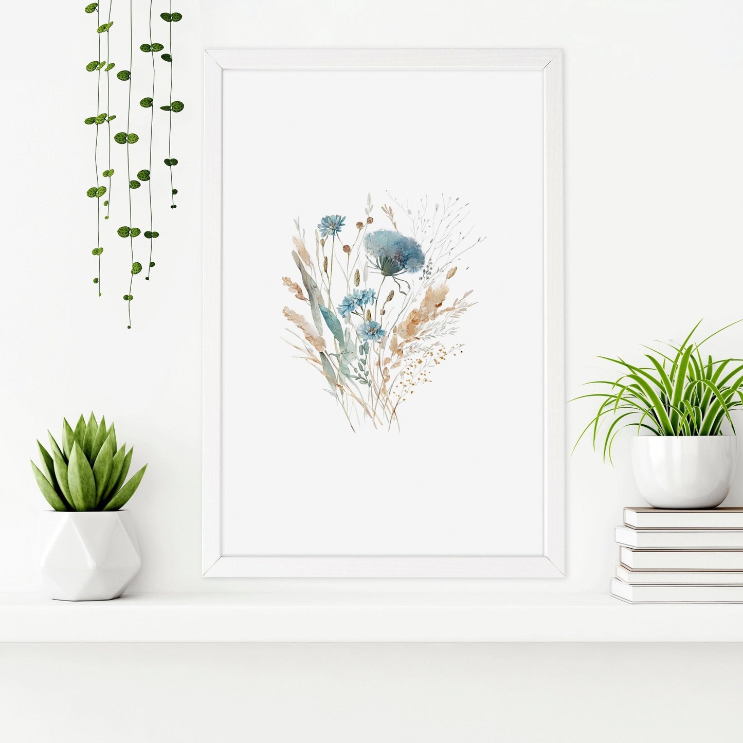 Bathroom Wall Art Blue | Set of 3 Botanical Wall art Prints
