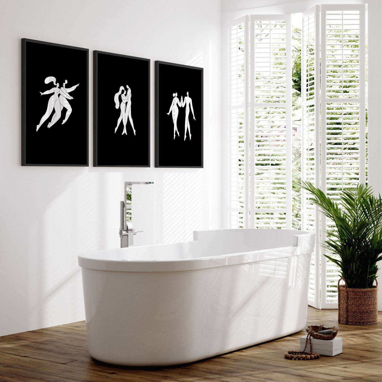 Bathroom Wall Hanging Art | Set of 3 Boho Women Wall art Prints