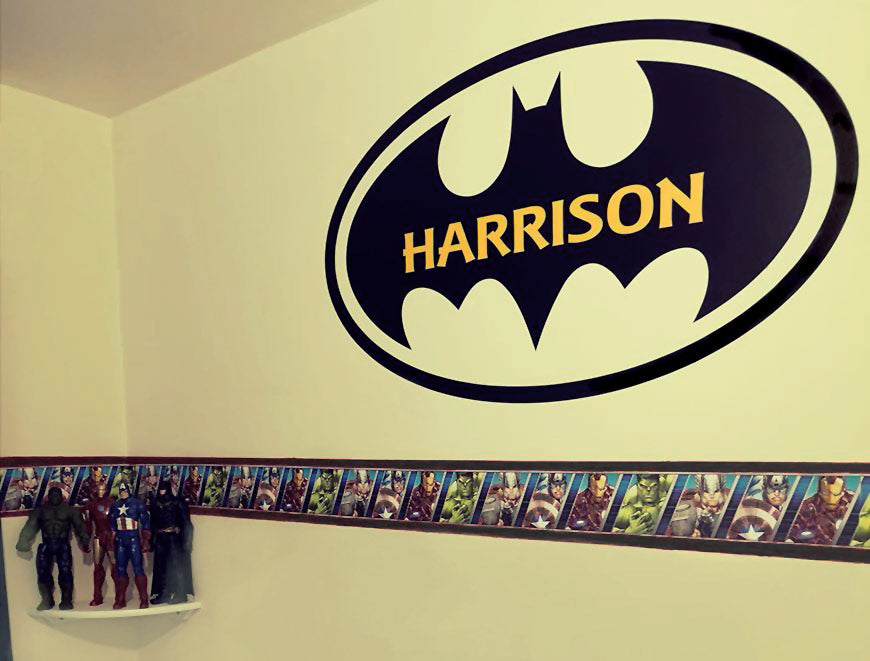 Personalised Batman Superhero Wall Sticker – Custom Name Decal for Kids’ Bedroom