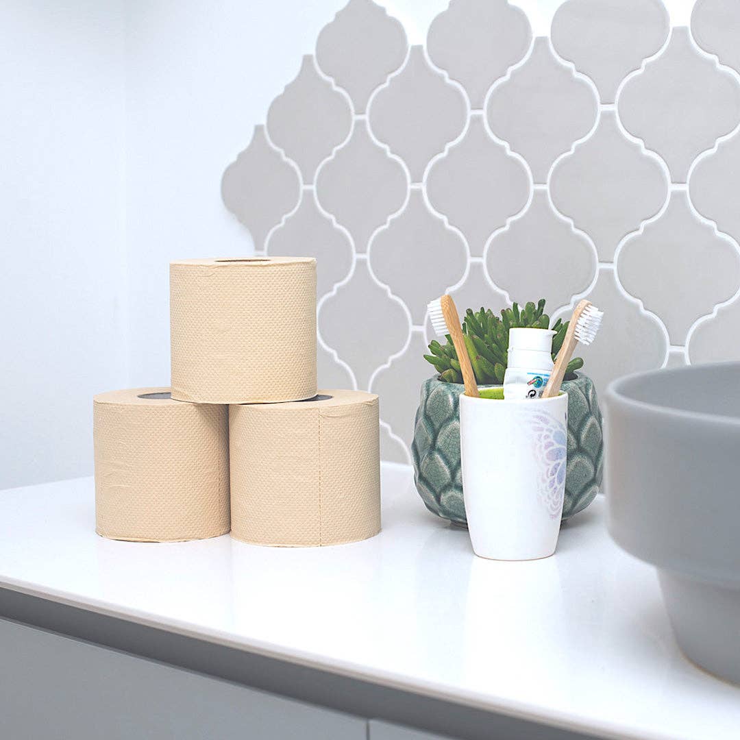 Bazoo Unbleached Bamboo Toilet Paper | 24 Rolls or 48 Rolls | 100% Bamboo, Plastic-Free