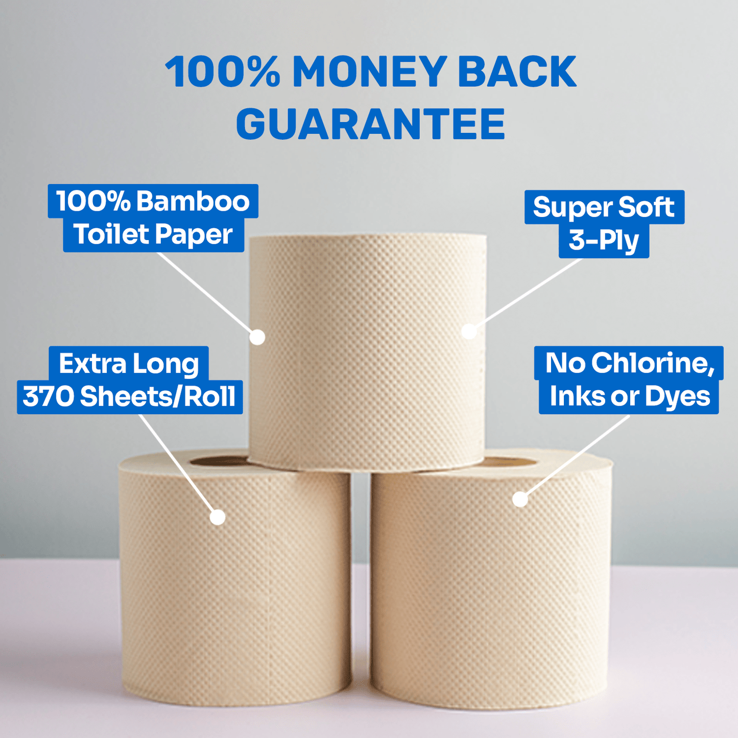 Bazoo Unbleached Bamboo Toilet Paper | 24 Rolls or 48 Rolls | 100% Bamboo, Plastic-Free