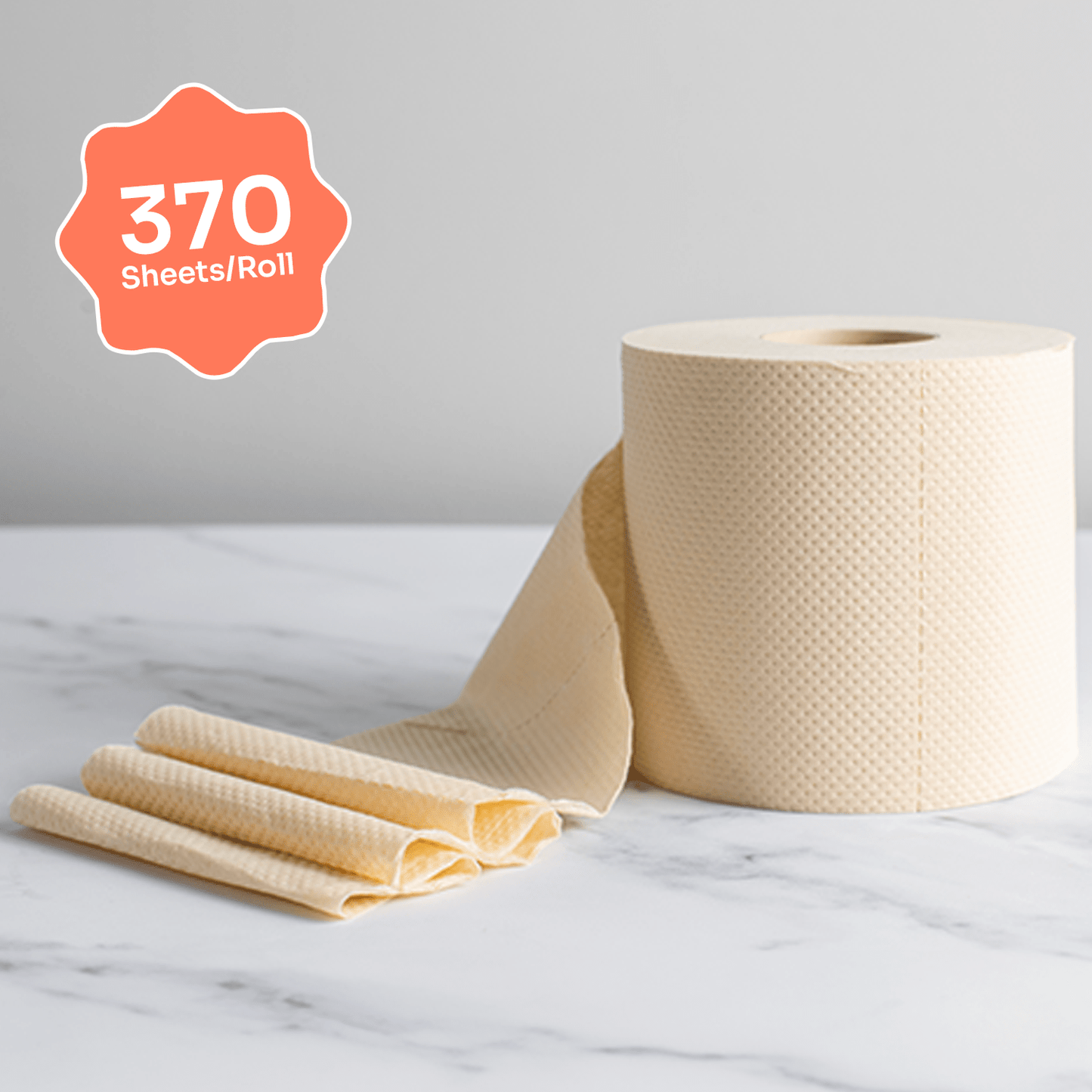 Bazoo Bamboo Toilet Roll Single Roll – 370 Sheets Unbleached Eco Toilet Paper