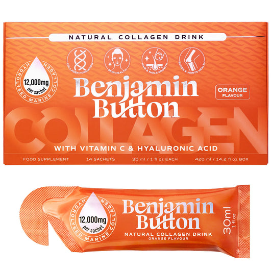 Benjamin Button 12,000mg Marine Collagen Drink - Orange Liquid Sachets