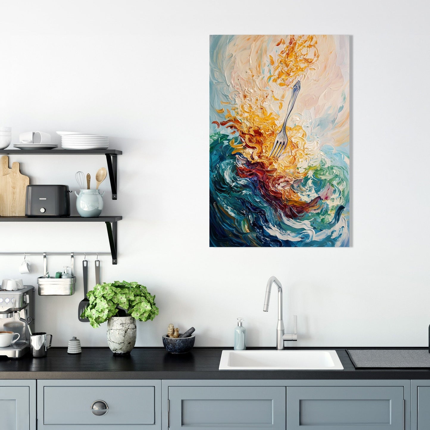 Dancing Fork and Pasta Canvas